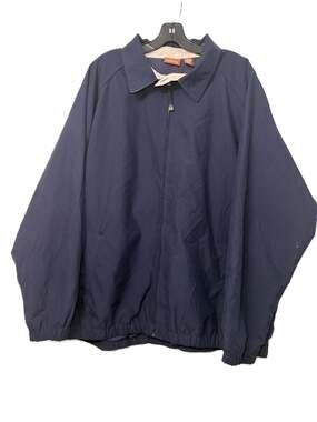 Harriton Full Zip Nylon Windbreaker Jacket Men's L Navy Blue